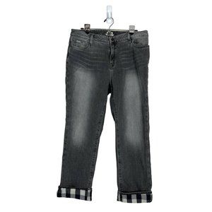 L.L. Bean Women's 14 Reg Flannel Lined Jeans Favorite Fit Gray Buffalo Plaid